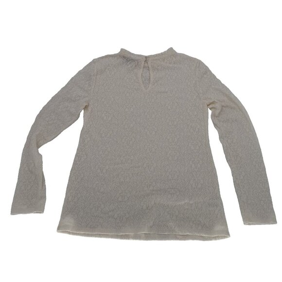 LOFT,CREAM LONG SLEEVE TOP, size medium white lace top boho, medium, sexy - Picture 2 of 8